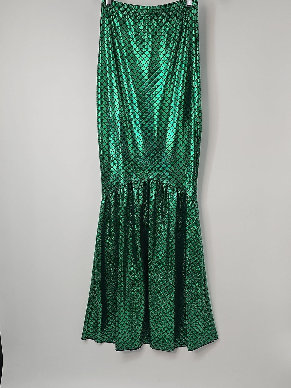 Mermaid Skirt Shiny Green wBlack Scale Design Fitted Bodycon Top & Fishtail